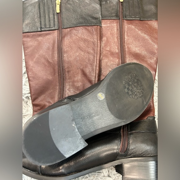 Vince Camuto Leisha2 Two Tone Leather Boots Tall Riding Boots Leather Size 10M - Picture 3 of 5